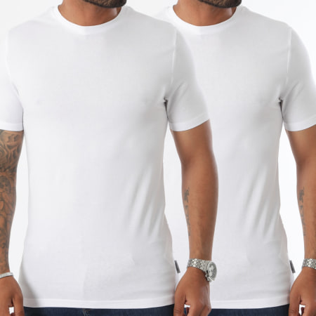 Only And Sons - Lote de 2 camisetas básicas con cuello en O Blanco