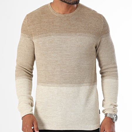 Only And Sons - Pull Panter Beige Dégradé