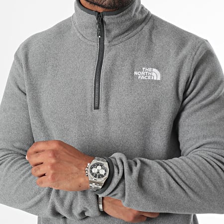 The North Face - Sweat Col Zippé Polaire Glacier A855W Gris Chiné