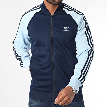 Adidas Originals - IY8732 Marineblauwe gestreepte jas met rits