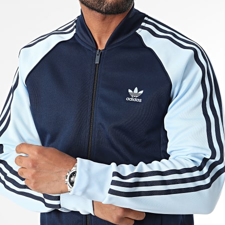 Adidas Originals - IY8732 Chaqueta azul marino a rayas con cremallera