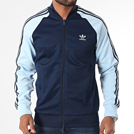 Adidas Originals - IY8732 Marineblauwe gestreepte jas met rits