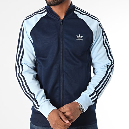 Adidas Originals - IY8732 Marineblauwe gestreepte jas met rits