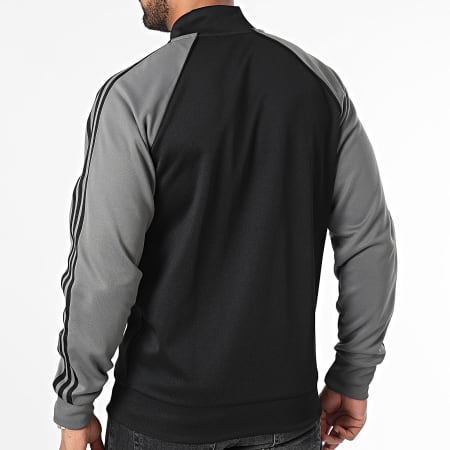 Adidas Originals - IY9858 Chaqueta con cremallera a rayas negra y gris