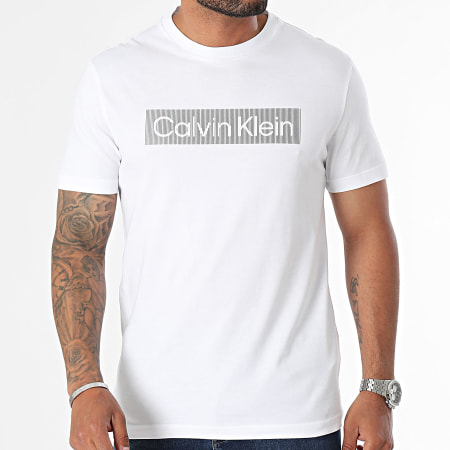 Calvin Klein - Box Gestreept Logo T-shirt 3590 Wit