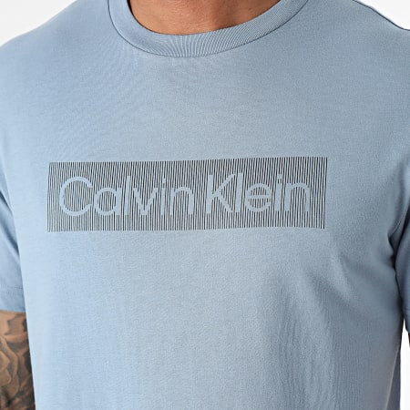 Calvin Klein - Maglietta con logo a righe Box 3590 Azzurro