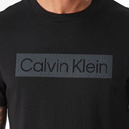 Calvin Klein - Box Gestreept Logo T-shirt 3590 Zwart