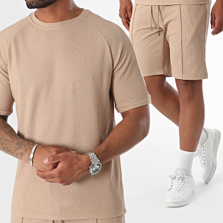 Classic Series - Conjunto de camiseta y pantalón corto de jogging beige