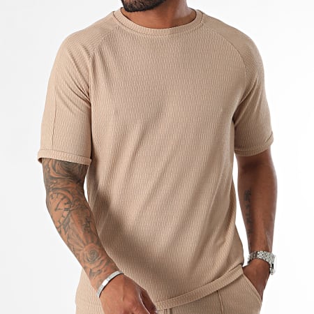 Classic Series - Conjunto de camiseta y pantalón corto de jogging beige