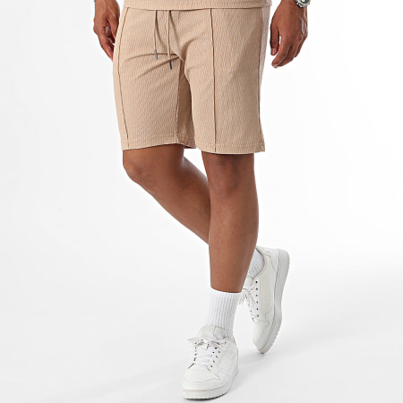 Classic Series - Conjunto de camiseta y pantalón corto de jogging beige