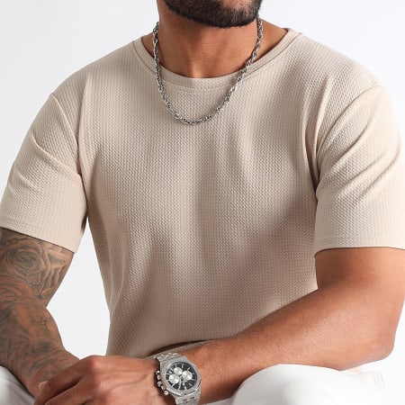 LBO - Camiseta con textura Waffle 1407 Beige