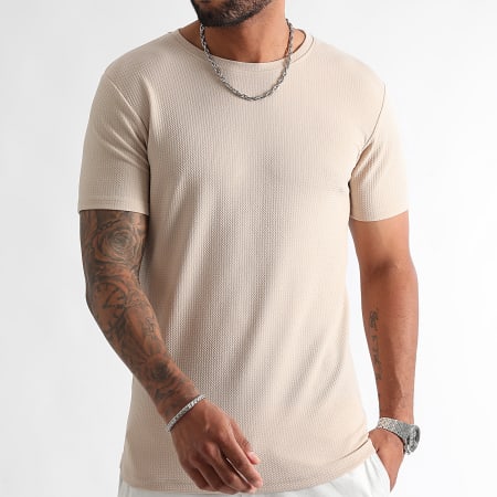 LBO - T-shirt met structuur Wafel 1407 Beige