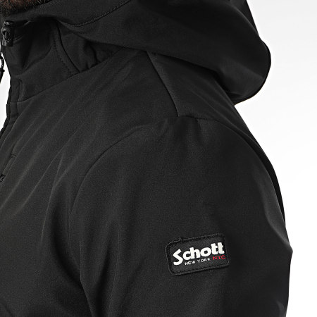 Schott NYC - Chaqueta negra con capucha y cremallera Kale