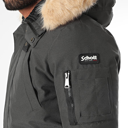 Schott NYC - Keyburn Parka con capucha de piel gris antracita