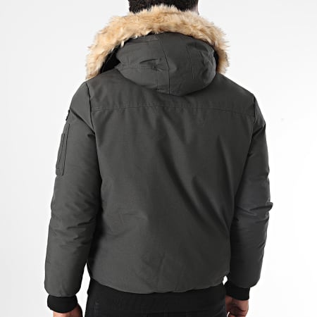 Schott NYC - Keyburn Parka con capucha de piel gris antracita