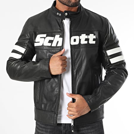 Schott NYC - Chaqueta de cuero Motor Negro