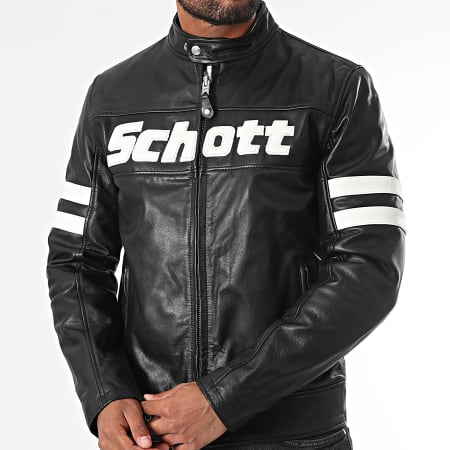 Schott NYC - Chaqueta de cuero Motor Negro