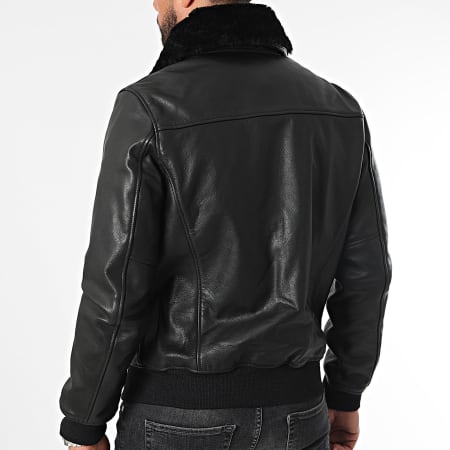 Schott NYC - Chaqueta de cuero de oficial Negro