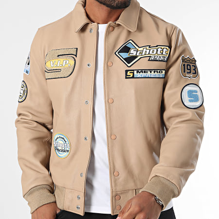 Schott NYC - Chaqueta de piel beige Vars