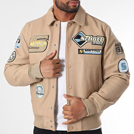 Schott NYC - Chaqueta de piel beige Vars