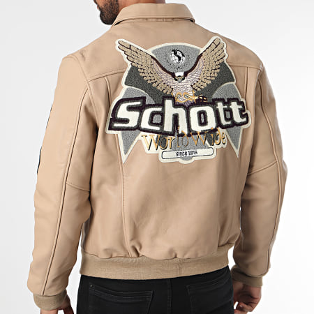 Schott NYC - Giacca in pelle beige Vars