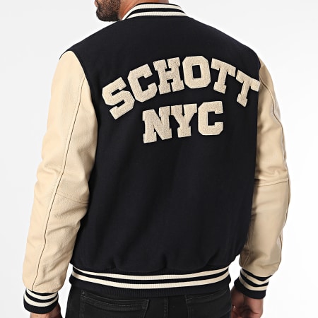 Schott NYC - LC8705 Giacca in pelle beige navy