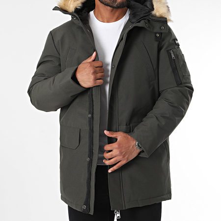 Schott NYC - Parka de piel caqui verde Nelson 20