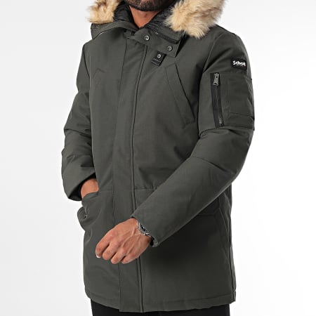 Schott NYC - Parka Nelson 20 in pelliccia verde cachi