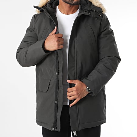 Schott NYC - Parka Nelson 20 in pelliccia grigio antracite