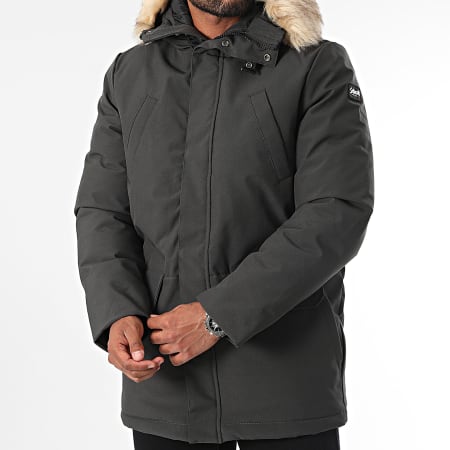 Schott NYC - Parka de piel gris antracita Nelson 20