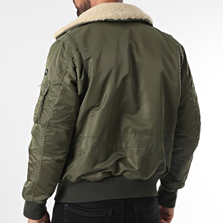 Schott NYC - Giacca bomber con collo di pelliccia verde cachi di Oharars