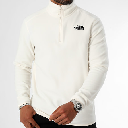 The North Face - Giacca in pile Glacier bianco sporco con collo a zip