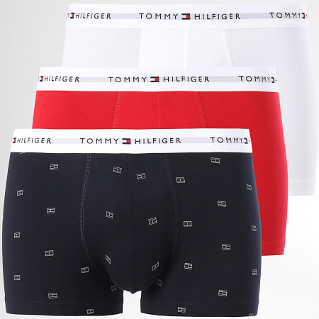 Tommy Hilfiger - Set De 3 2768 Boxers Blanco Rojo Azul Marino