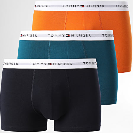 Tommy Hilfiger - Set van 3 boxers Trunk 2761 marineblauw eend oranje