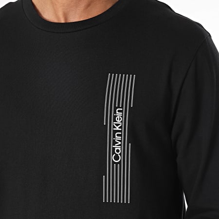 Calvin Klein - Camiseta de manga larga con logotipo horizontal 3589 Negro