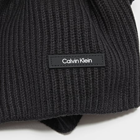 Calvin Klein - Bufanda clásica de canalé de algodón 2367 Negro