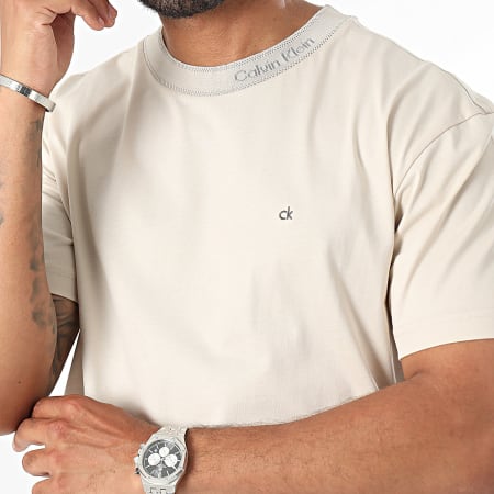 Calvin Klein - Tee Shirt Neck Logo 4091 Beige