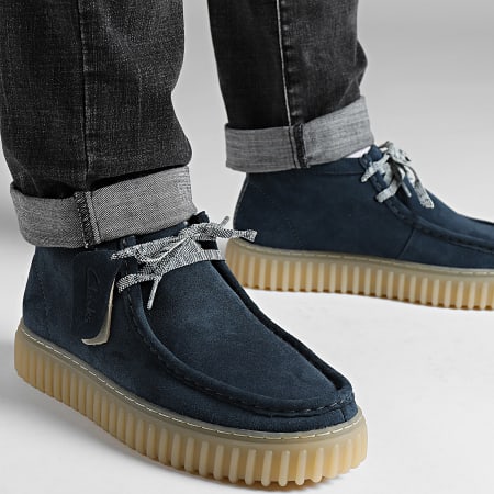 Clarks - Torhill Hi Blauw Suede schoenen