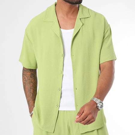 Frilivin - Conjunto de camisa de manga corta y pantalón verde claro