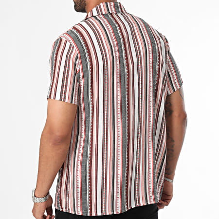 Frilivin - Wit Rood Zwart Gestreept Korte Mouw Shirt