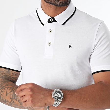 Jack And Jones - Set van 2 Paulos lichtblauw gevlekte witte polo's met korte mouwen