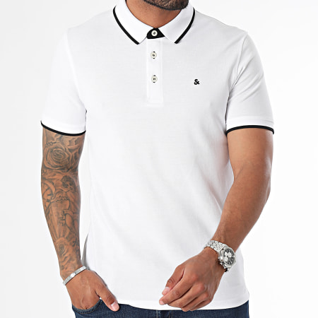 Jack And Jones - Lote de 2 polos Paulos de manga corta azul claro jaspeado blanco