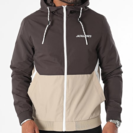 Jack And Jones - Coupe-Vent Capuche Rush Gris Anthracite Beige Blanc