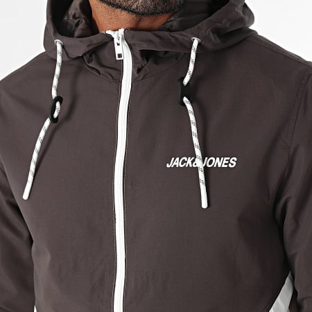 Jack And Jones - Giacca a vento con cappuccio Rush Grigio antracite Beige Bianco