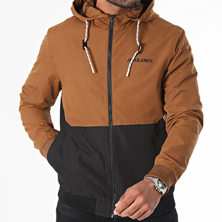 Jack And Jones - Cortaviento con capucha Rush Camel Negro Blanco