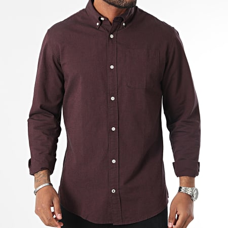 Jack And Jones - Camisa Oxford de manga larga Burdeos