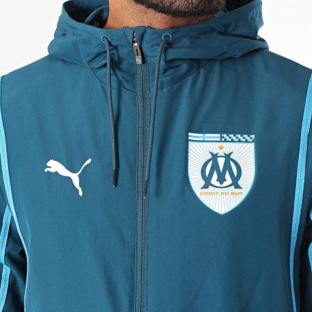 Puma - OM Prematch 778243 Chaqueta con cremallera y capucha azul petróleo