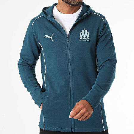 Puma - Sweat Zippé Capuche OM Casuals 778256 Bleu Pétrole