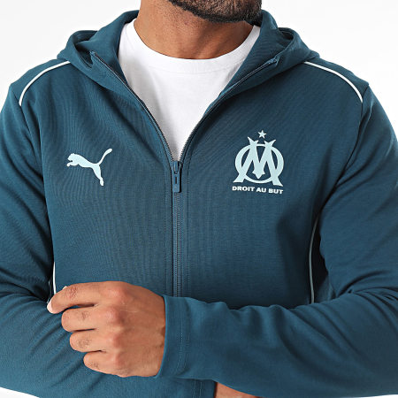 Puma - Sweat Zippé Capuche OM Casuals 778256 Bleu Pétrole