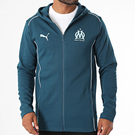 Puma - Sweat Zippé Capuche OM Casuals 778256 Bleu Pétrole